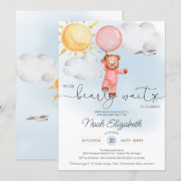 Bearly Wait Teddy Bear Pink Balloon First Birthday