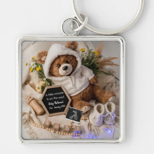 Bearly Wait Teddy Bear Pregnancy Announcement gift Keychain