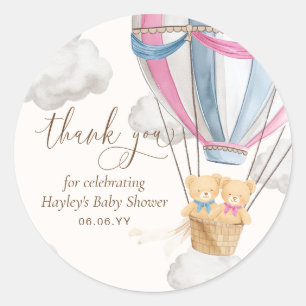 Bearly Wait Teddy Bear Thank You Twins Baby Shower Classic Round Sticker