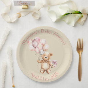 Bearly Wait - Teddy Bear With Balloons Paper Plate