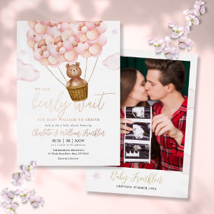 Bearly Wait Teddy Girl Photo Baby Shower Rose Gold