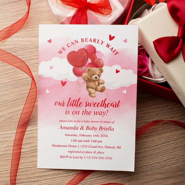 Bearly Wait Valentines Baby shower Invitation (Créateur téléchargé)