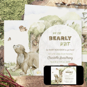 Bearly Wait Woodland Bear Baby Shower Invitation