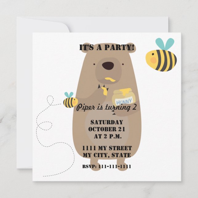 Bears and Bees Invitation (Front)