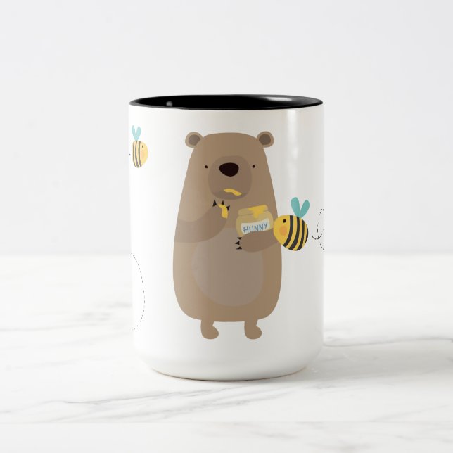 Bears and Bees Two-Tone Coffee Mug (Center)