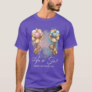 Bears Balloons Auntie Can Bearly Wait Gender Revea T-Shirt