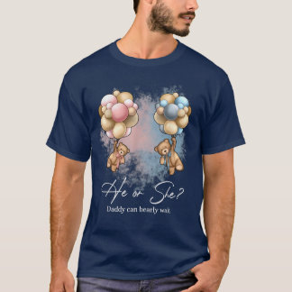Bears Balloons Daddy Can Bearly Wait Gender Reveal T-Shirt