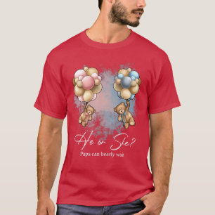 Bears Balloons Papa Can Bearly Wait Gender Reveal  T-Shirt