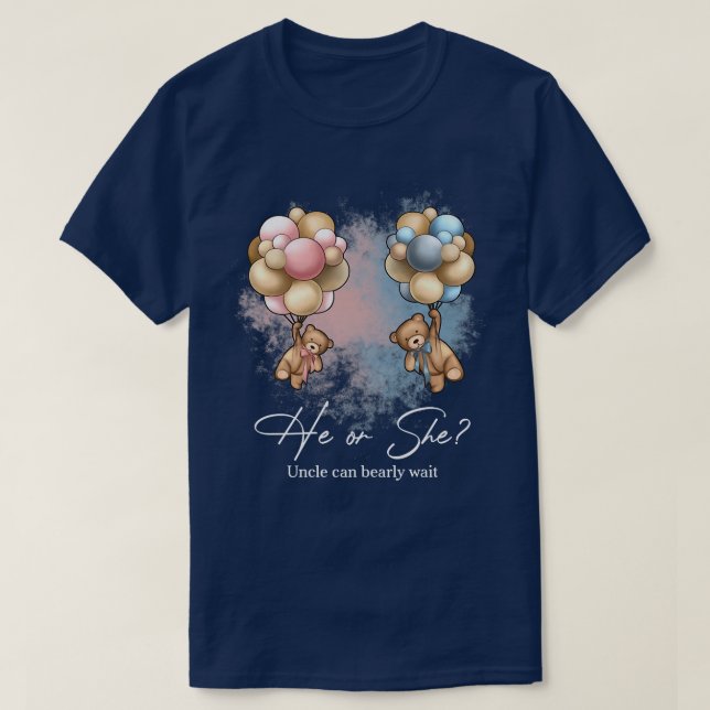 Bears Balloons Uncle Can Bearly Wait Gender Reveal T-Shirt (Design Front)