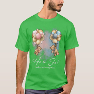 Bears Balloons Uncle Can Bearly Wait Gender Reveal T-Shirt