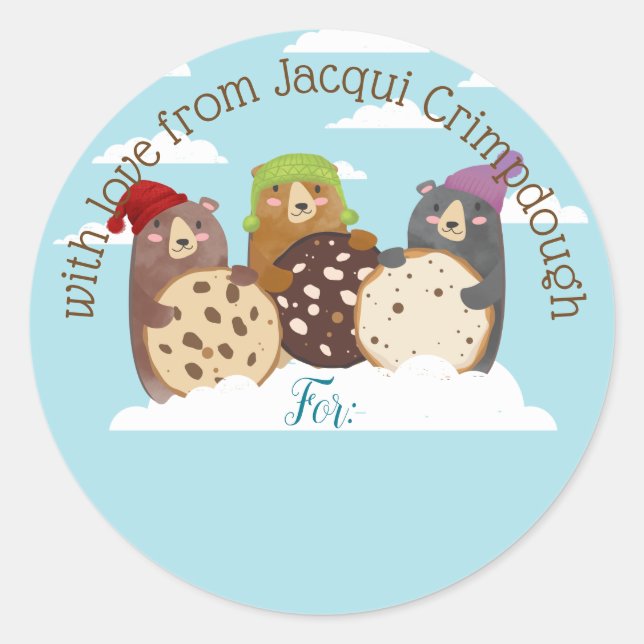 Bears Christmas cookies personalized to from Classic Round Sticker (Front)