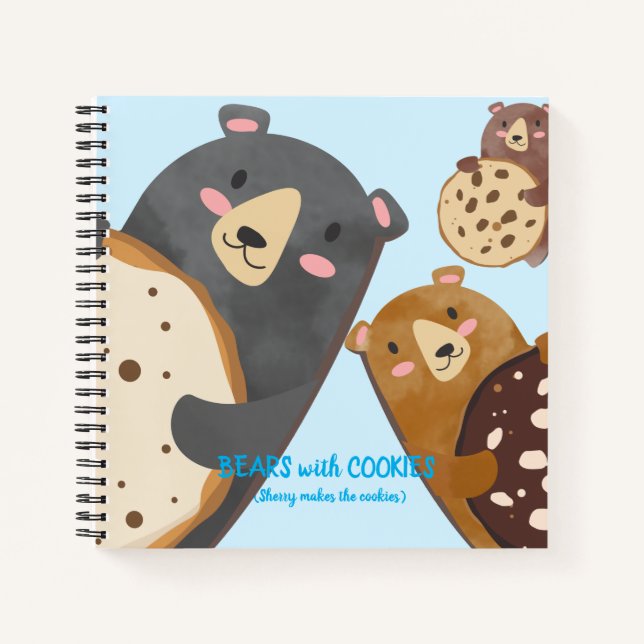 Bears cookies baking personalized cookbook recipe notebook (Front)