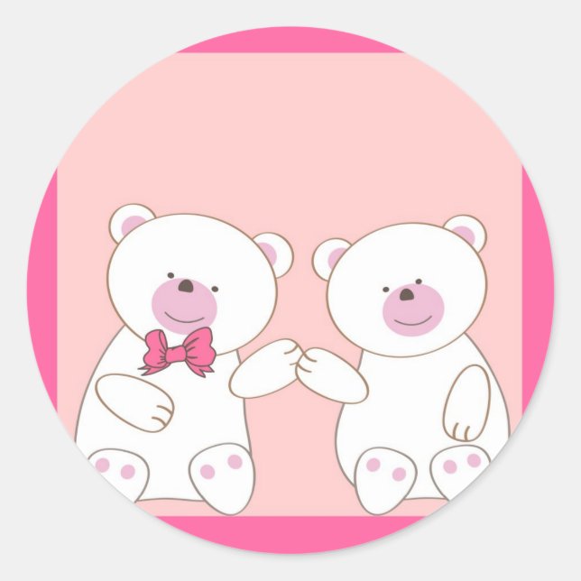 Bears couple classic round sticker (Front)