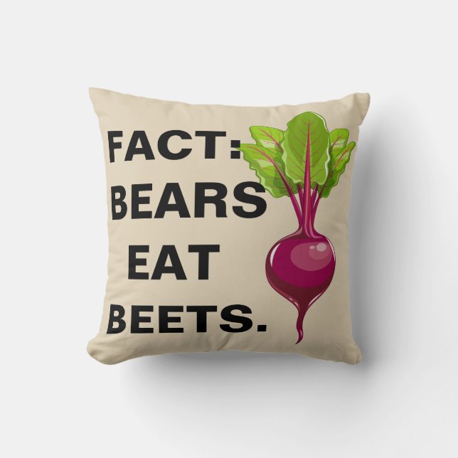 Bears Eat Beets Throw Pillow (Front)