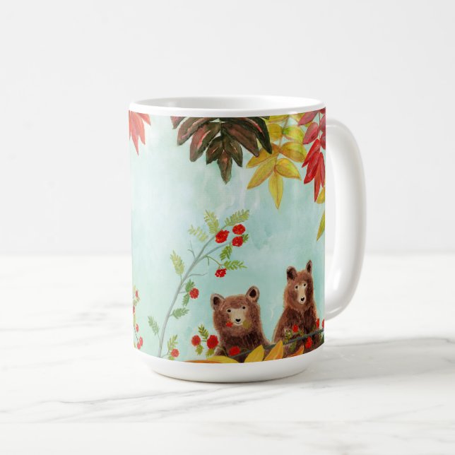 Bears  Eating Red Rowan Berries  Coffee Mug (Front Right)