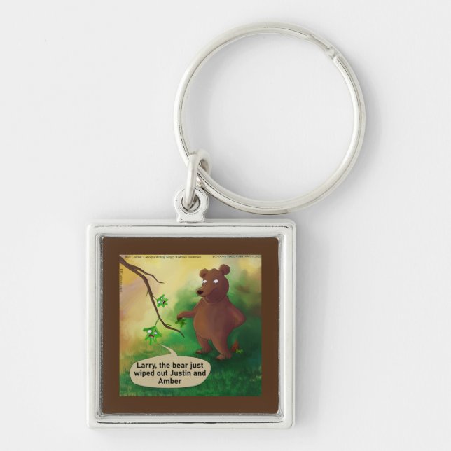 Bears Go In The Woods Funny Rick London Keychain (Front)
