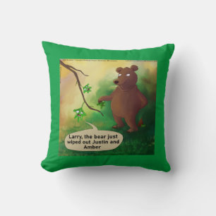 Bears Go In The Woods Funny Rick London Throw Pillow