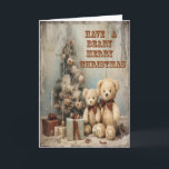 Bears Greeting Card Grungy Merry Christmas<br><div class="desc">A greeting card with bears,  Christmas tree,  presents,  grungy background. The words on it are "Have A Beary Merry Christmas".</div>