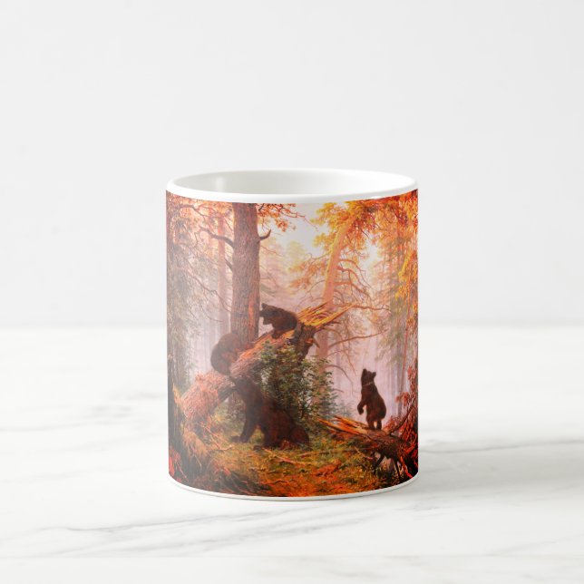 Bears in a forest art coffee mug (Center)