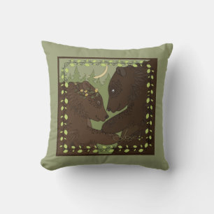 Bear's in Love! Sweet bears on green Throw Pillow