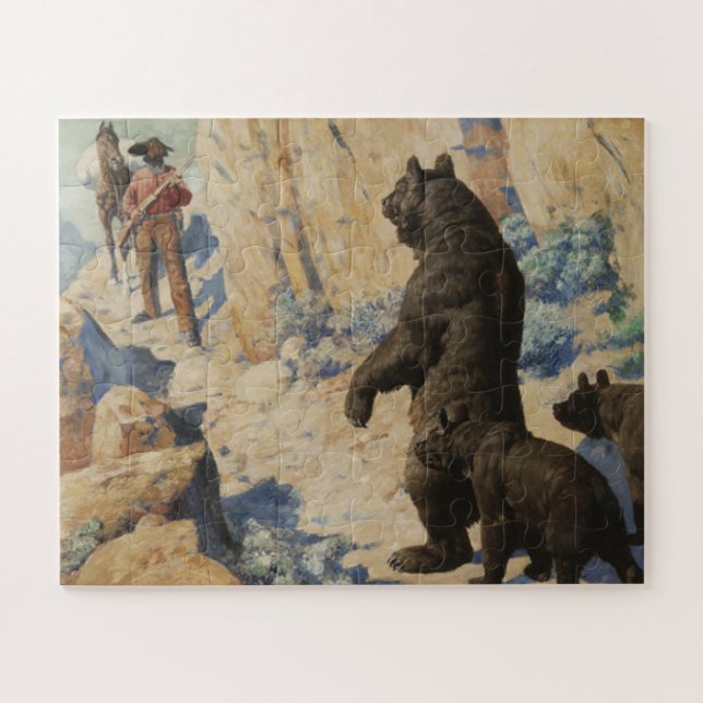 Bears in the Path 1904 William Robinson Leigh Jigsaw Puzzle (Horizontal)