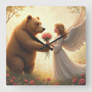  Bear's Love Square Wall Clock