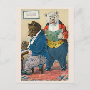 "Bears Making Music" Vintage Bear Postcard