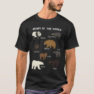 Bears Of The World Grizzly Bear Panda Black Polar T-Shirt