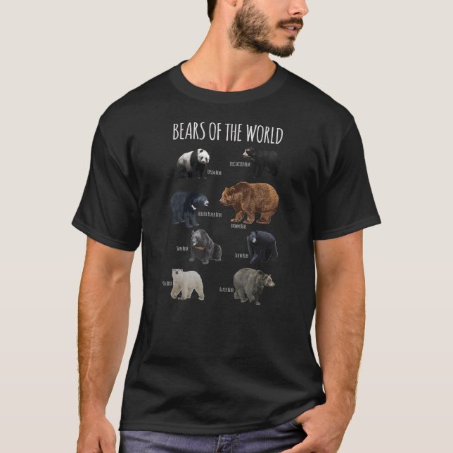Bears of the World Panda Polar Grizzly Black Cute  T-Shirt (Front)