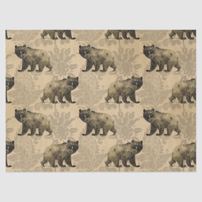 Bears on Brown Decoupage Tissue Paper (Front)