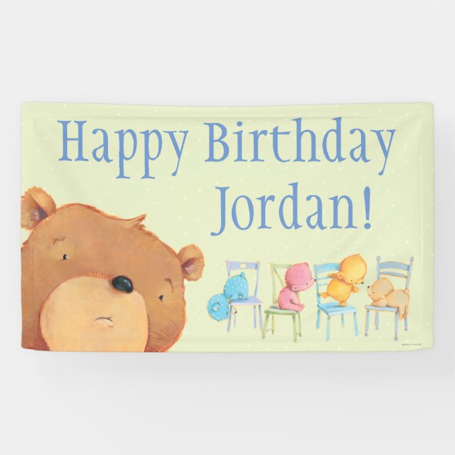 Bears on Chairs Birthday Banner (Horizontal)