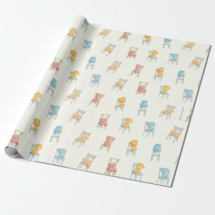 Bears On Chairs Pattern Wrapping Paper