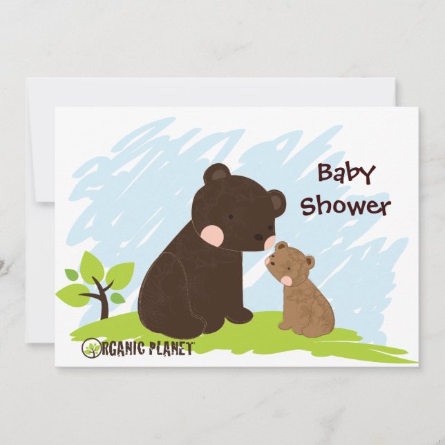 Bears Organic Planet Baby Shower Invitaitons Invitation (Front)