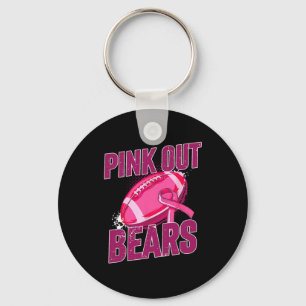 Bears Pink Out Footbyll Tackle Breast Cancer Keychain