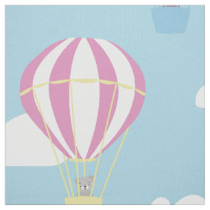 Bears & Rabbit Hot Air Balloon Day Out Fabric