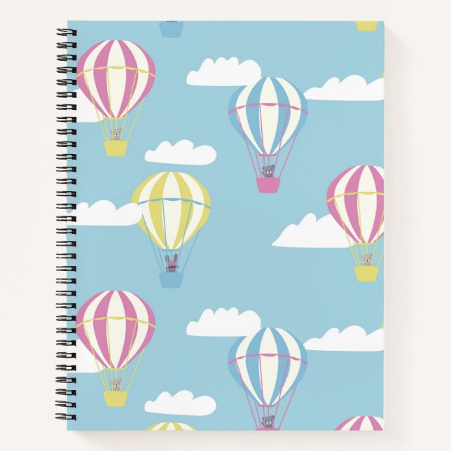 Bears & Rabbit Hot Air Balloon Day Out Notebook (Front)