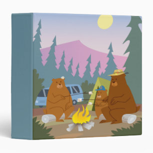 bears roasting marshmallows notebook binder