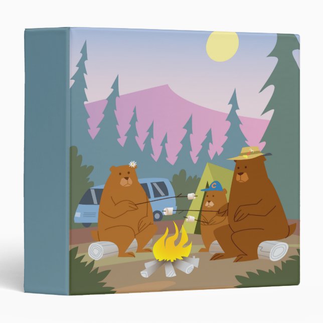 bears roasting marshmallows notebook binder (Front/Spine)
