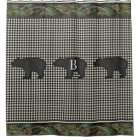 Bears Rustic Mountain Cabin Black White Pine Cones