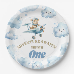 Bear's Skyward Soiree: First Birthday Paper Plate