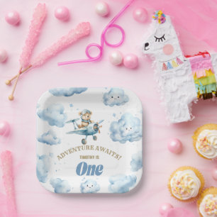 Bear's Skyward Soiree: First Birthday Paper Plate