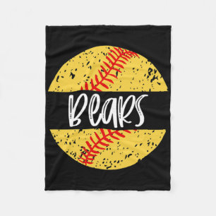 Bears Softll Team Mascot School Spirit Game Day  Fleece Blanket