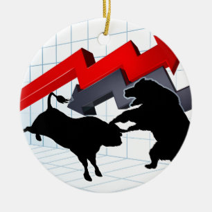 Bears Versus Bulls Stock Market Concept Ceramic Ornament