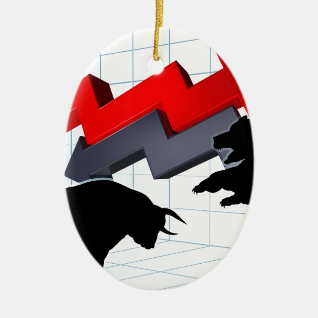 Bears Versus Bulls Stock Market Concept Ceramic Ornament (Front)