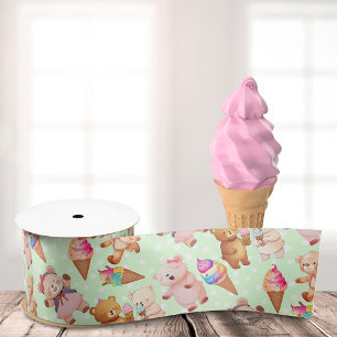 Bears With Ice Cream  Grosgrain Ribbon