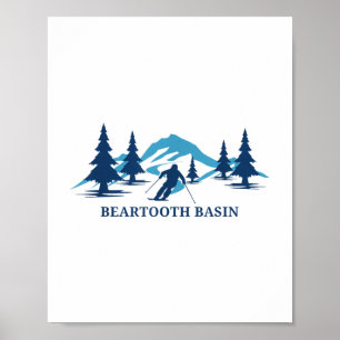 Beartooth Basin Wyoming Ski Resort Skiing Skier T- Poster