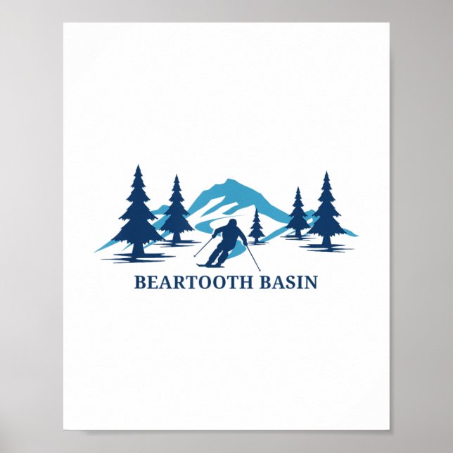 Beartooth Basin Wyoming Ski Resort Skiing Skier T- Poster (Front)