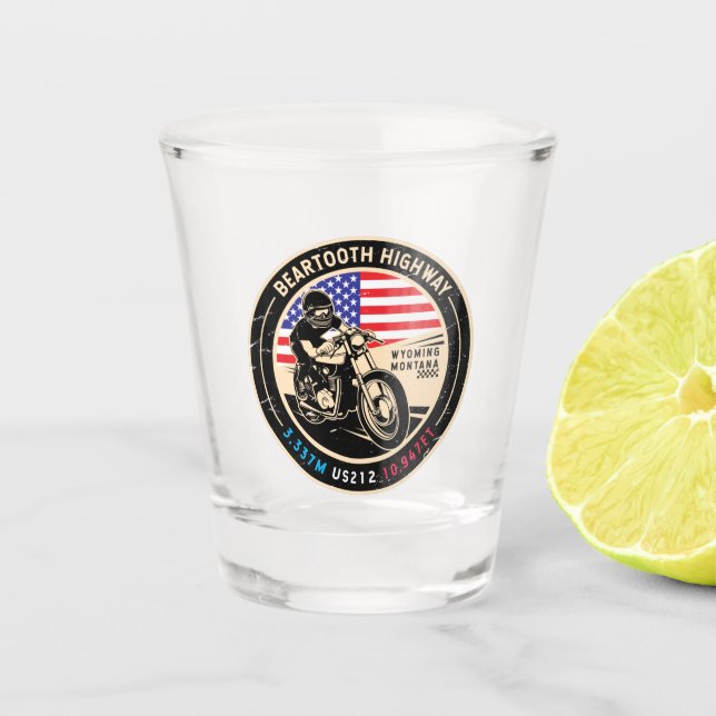 Beartooth Highway All American Roads Motorcycle Shot Glass (Front)