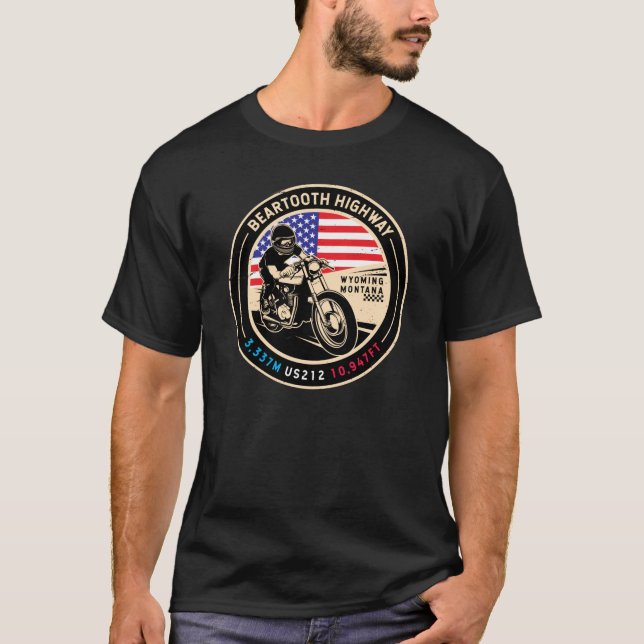 Beartooth Highway All American Roads Motorcycle T-Shirt (Front)