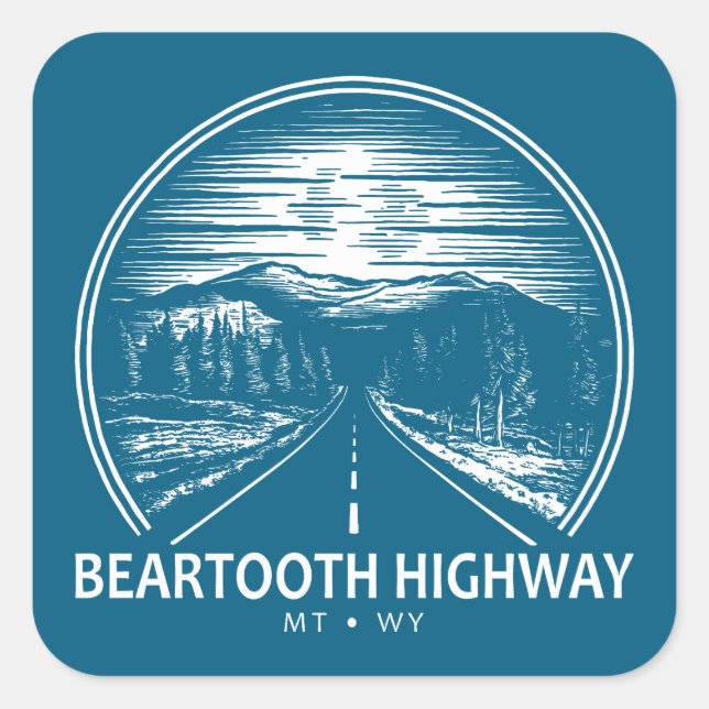 Beartooth Highway Montana Wyoming Forest Square Sticker (Front)